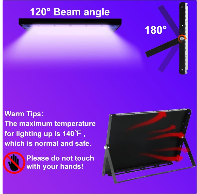 Arckarling 2 Pack 300W Blacklight 336 LEDs, UV Lamp Black Lights for Glow Party, 395nm, IP65 Outdoor Black Light Fixture for Halloween, Glow in The Dark Party, Fluorescent Poster Tapestry, Body Painting - Image 5